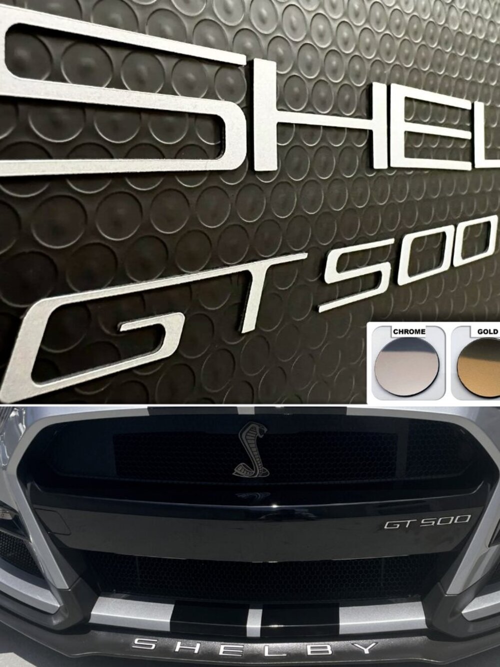 SHELBY + GT500 SPOILER SPLITTER BUMPER ALUM PLASTIC LETTERS INSERTS 2020-2024